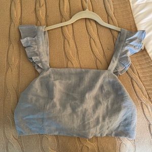 Light Blue Fitted Crop Shirt